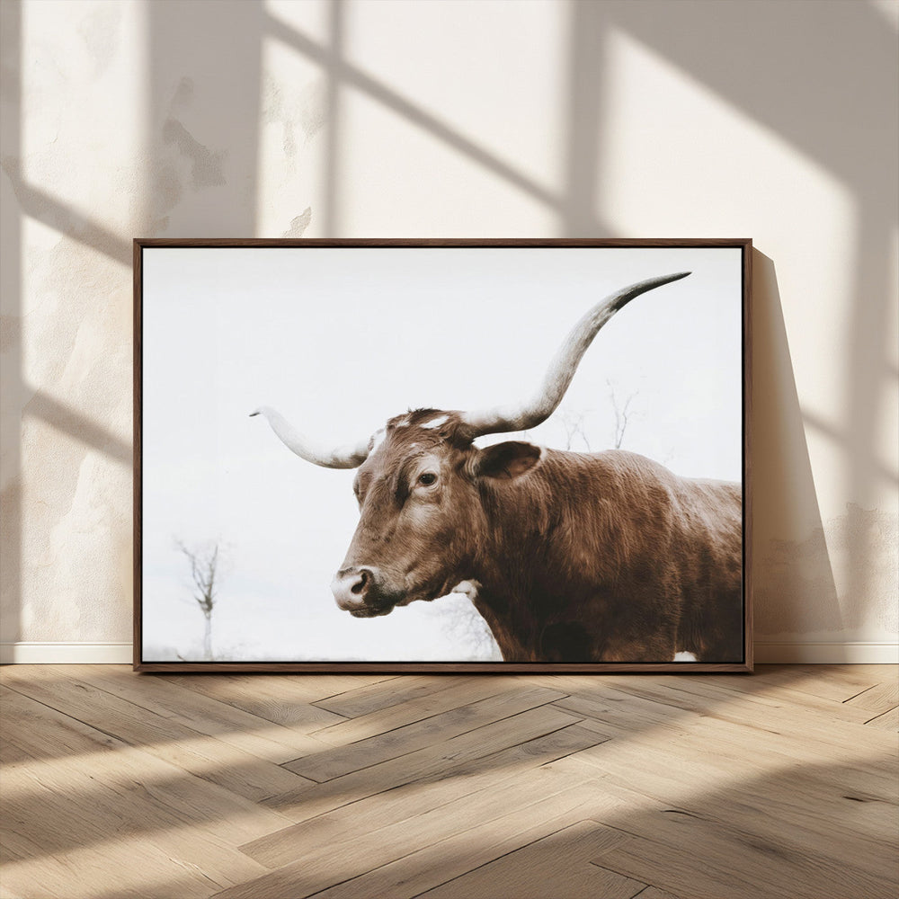 Rustic Bull Wall Art Canvas Print – Modern Longhorn