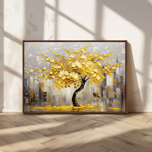 Golden Tree Canvas Print | Abstract Wall Art for Modern