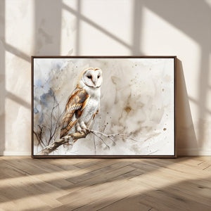Barn Owl Wall Art | Watercolor Canvas Print | Perfect for