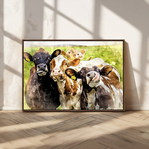 Curious Cows Farmhouse Wall Art | Ready to Hang and Framed