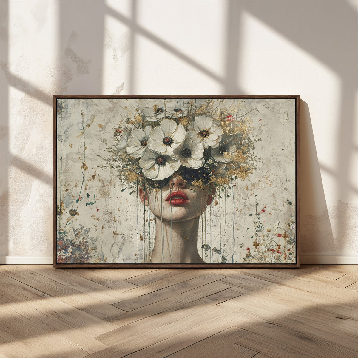 Abstract Floral Women Patel Wall Art Canvas Print