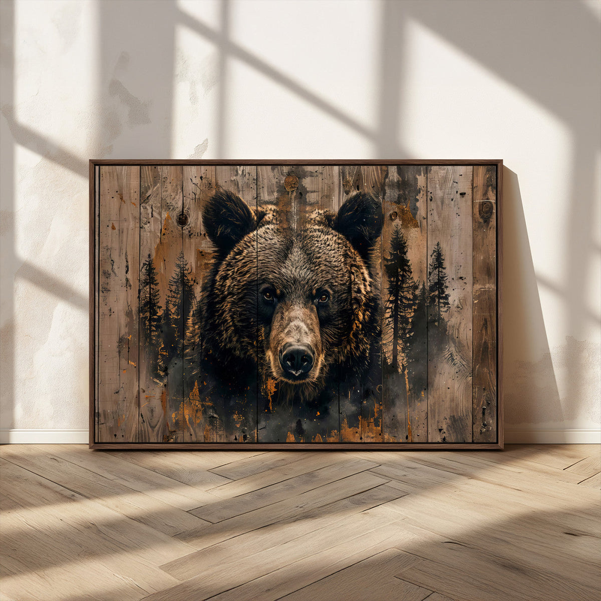Rustic Grizzly 399 Wall Art | Triptych Canvas Print | Rustic