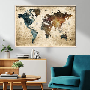 World Map Canvas Print – Detailed Map of the World Wall Art