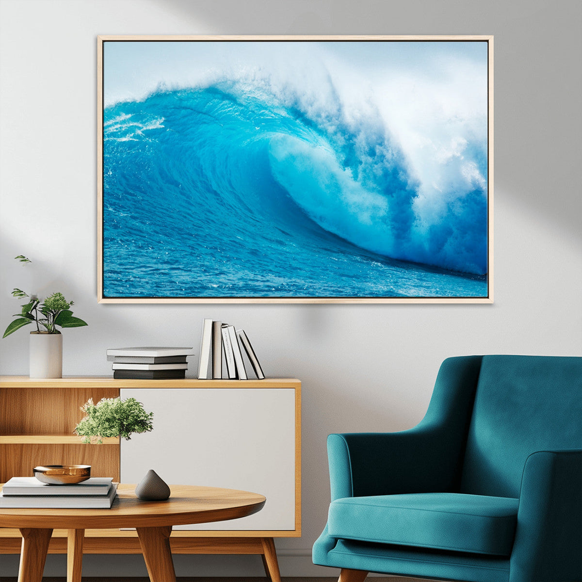Big Ocean Surfing Wave Wall Art Canvas Print