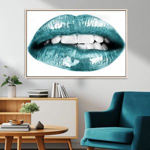 Blue Lips Wall Art Canvas Print