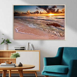 Sunset on Ocean Wall Art Canvas Print