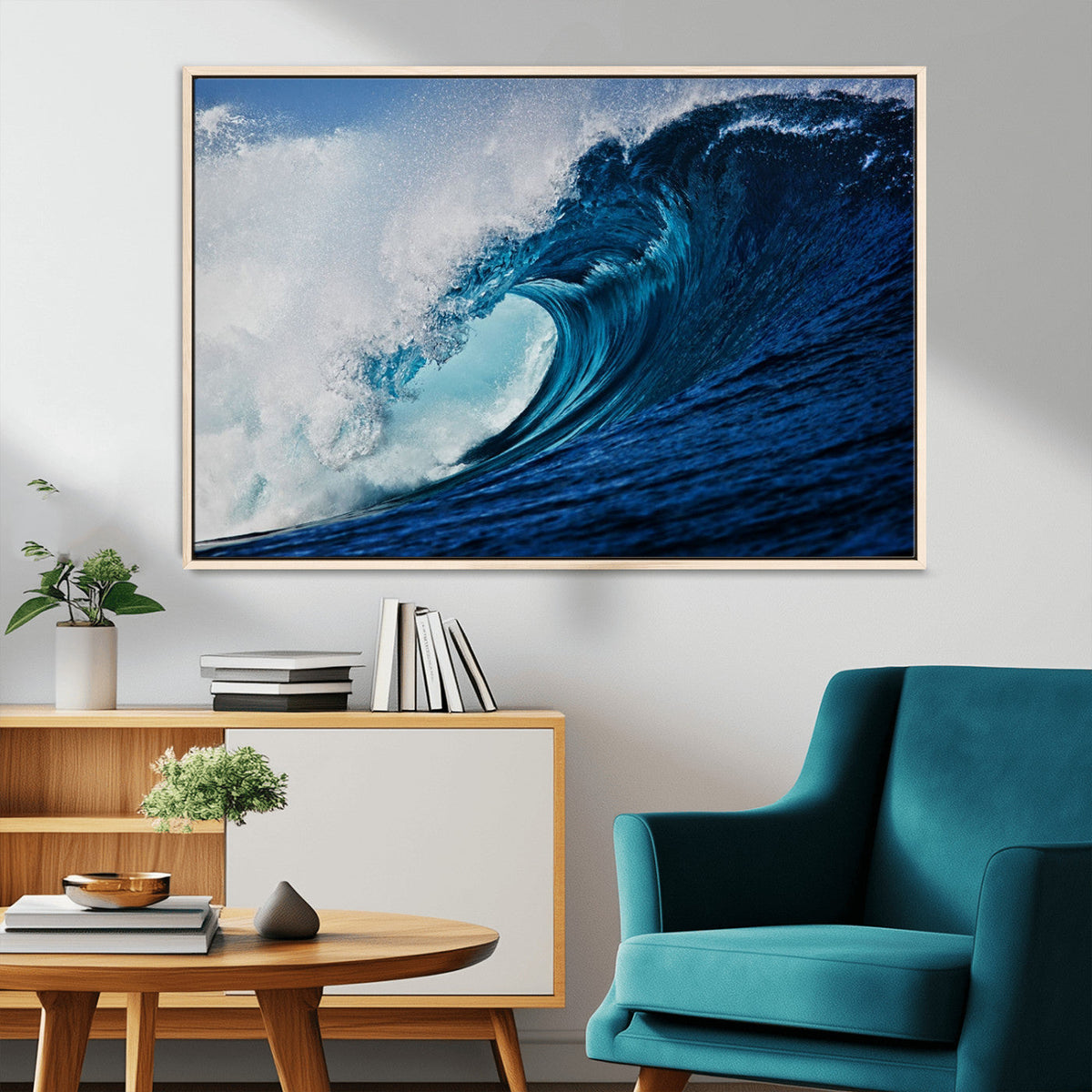 Ocean Wave at Sunset Canvas Art, Large Wall Print of Vibrant