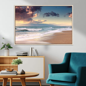 Cloudy Weather Beach Sunset Canvas Print | Sunrise Wall Art