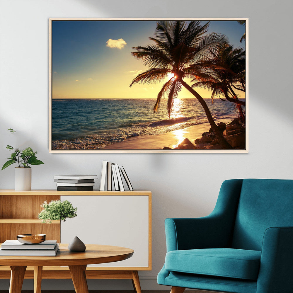 Sunset Palm Trees Wall Art Canvas Print