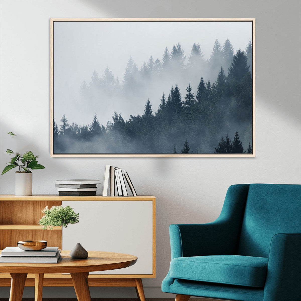 Foggy Pine Forest Wall Art Canvas Print