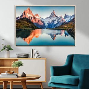 Landscape Mountain and Lake View Wall Art Canvas Print
