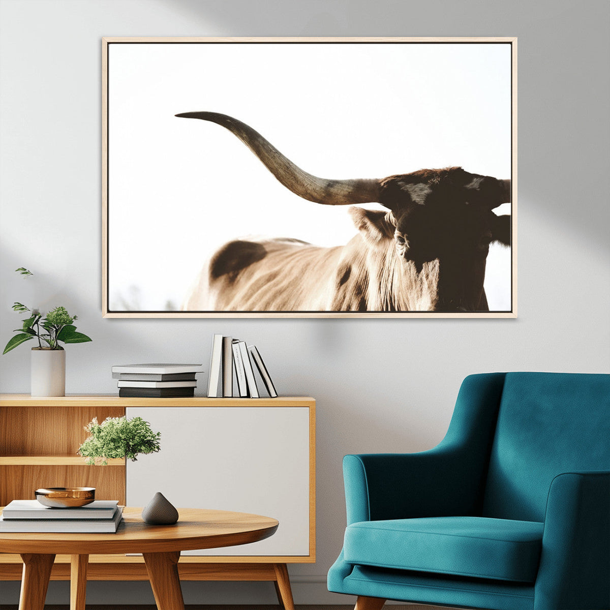Texas Longhorn Wall Art Canvas Print | 3-Panel Large