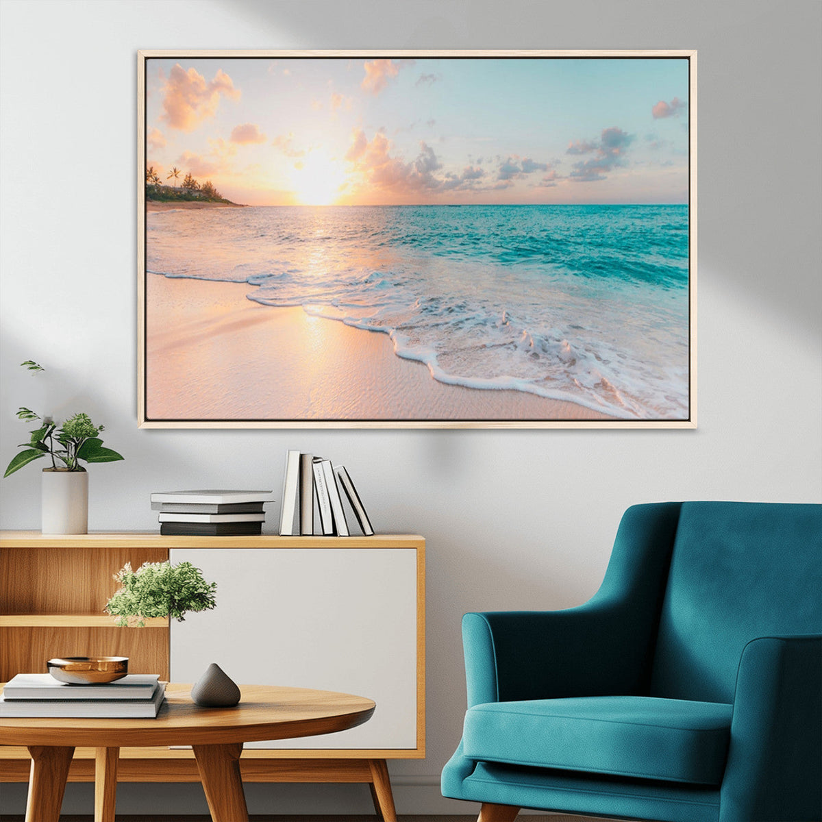 Beach Wall Art - Stunning Ocean Sunset Canvas Print with