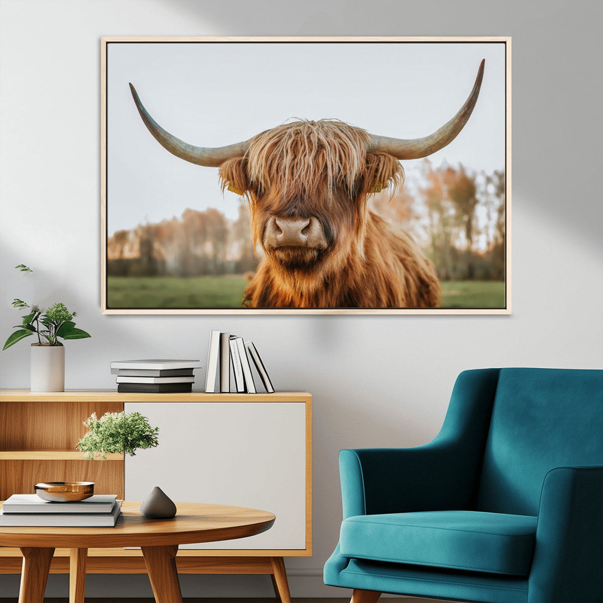 Highland Cow Animal Scottish Cattle Art Print Farmhouse Wall
