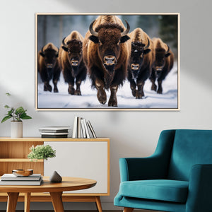 Buffalo Wall Art Canvas Print, American Bison Herd Wall Art