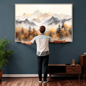 Abstract Mountain Wall Art | Misty Mountain Forest and