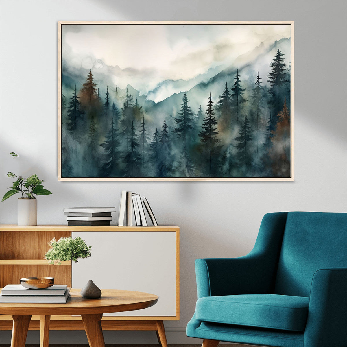 Serenity Forest Wall Art Canvas | Foggy Mountain Landscape