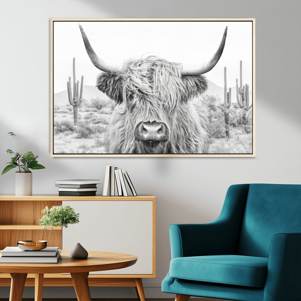 Rustic Charm | Cow Longhorn Black White Bighorn Wall Art
