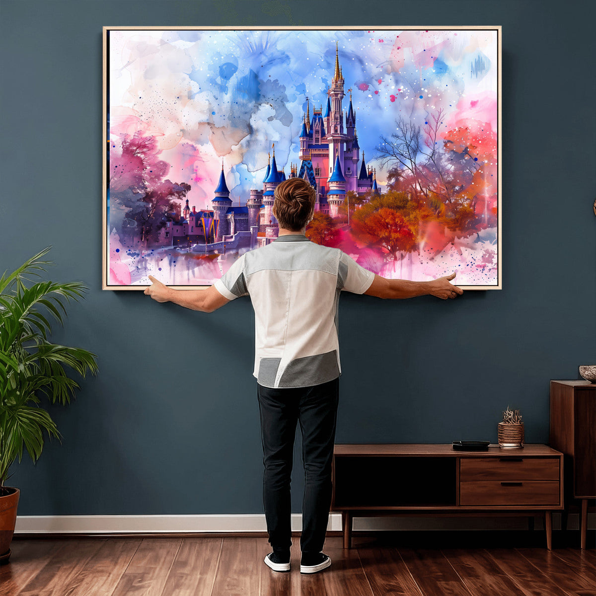 Disney Wall Art: Dreamy Watercolor Cinderella Castle Canvas