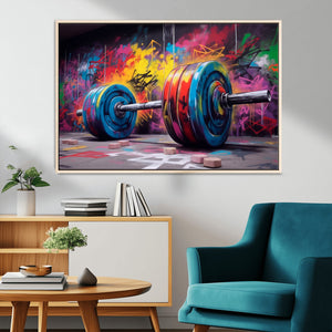 Abstract Graffiti Barbell Canvas Wall Art – Urban Fitness
