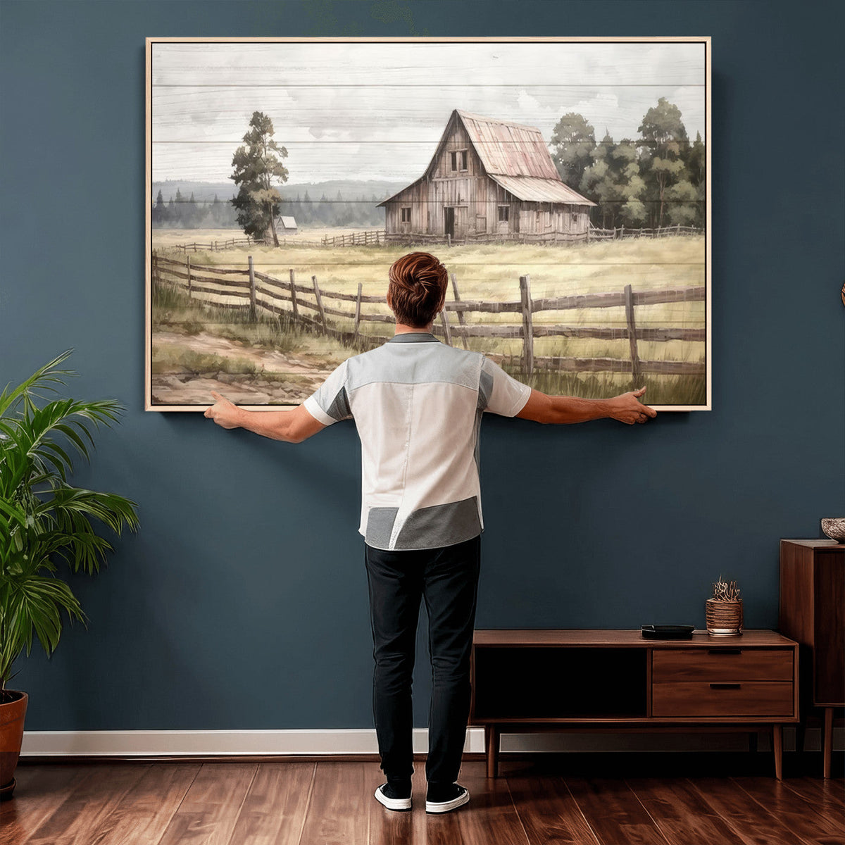 Rustic Farmhouse Barn Wall Art | 3-Panel Framed Gallery Wrap