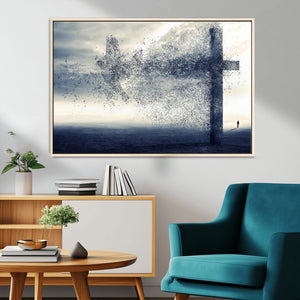 Jesus and the Fading Cross Wall Art Print – Symbol of Faith,