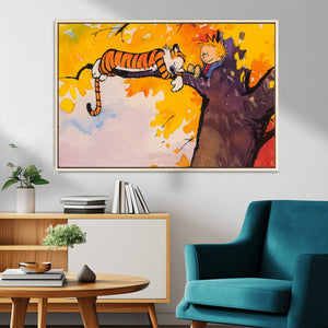 Calvin and Hobbes Tree Scene Canvas Print | 3 Panel Large