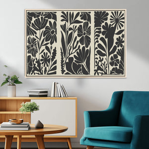 Modern Botanical Wall Art - Floral Black and White Canvas