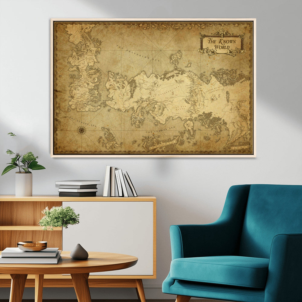 Vintage Game of Thrones Map Wall Art | Westeros and Essos