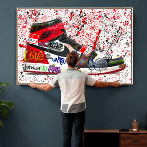 Jordan Shoes Graffiti Wall Art Canvas Print- Jordan Graffiti