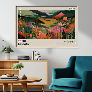 Yayoi Kusama Abstract Print, Vibrant Floral Mountain Art