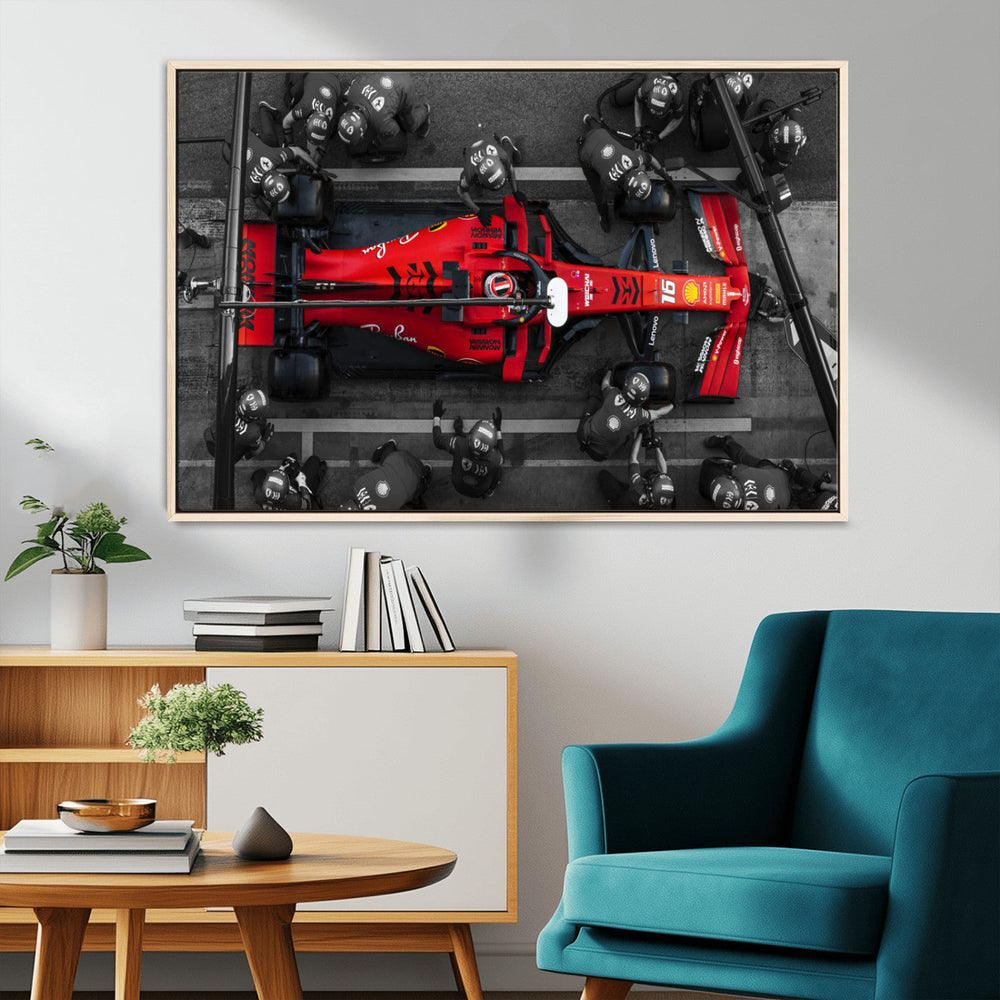 Ferrari Pit Stop Canvas Wall Art – Precision and Speed