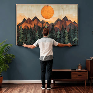Sunset Mountain Landscape Canvas Wall Art Print - Nature