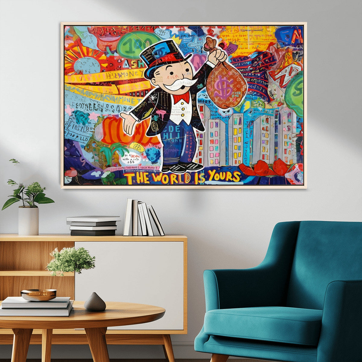 Pop Art Monopoly Man Canvas Wall Art Print - Bold and