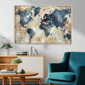 World Map Canvas Print – Framed Wall Art for Couples,