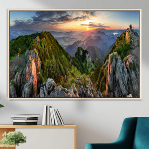 Mountain Sunset Panoramic Wall Art Canvas Print – Framed