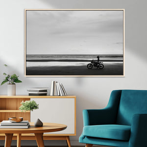 Motorcycle Beach Wall Art Canvas Print – Framed Vintage