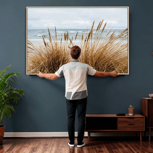 Beach Grass Wall Art Canvas Print – Framed Coastal Dunes Art