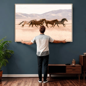 Wild Horse Wall Art Canvas Print – Framed Rustic Western Art