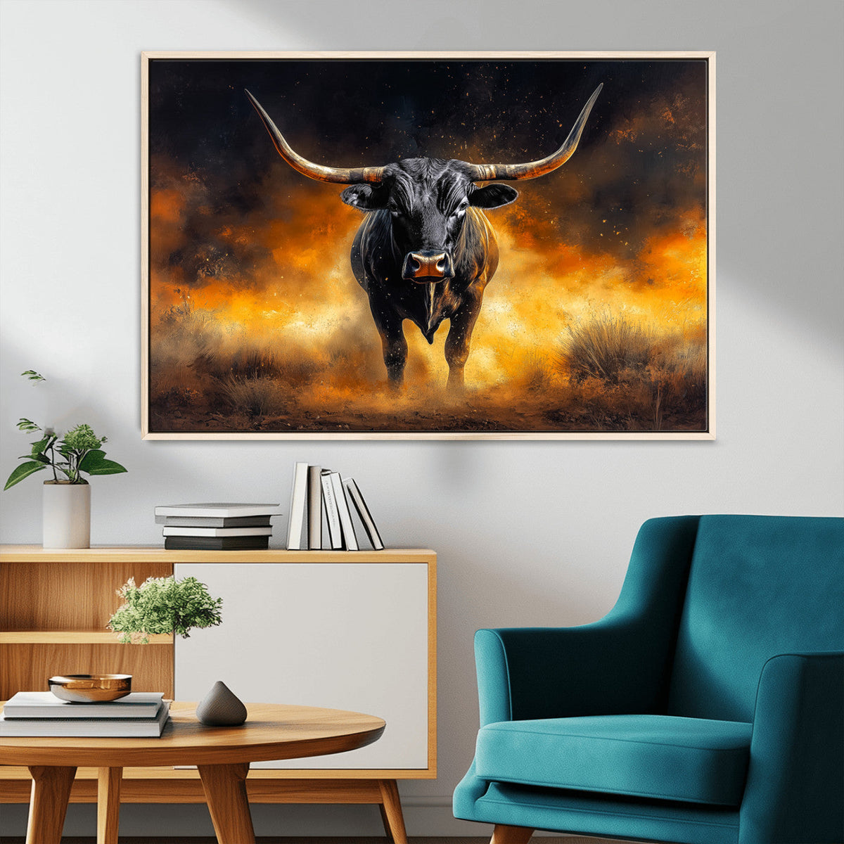 Longhorn Canvas Wall Art Canvas Print – Framed Bold Bull