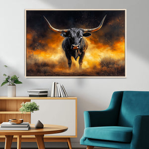 Longhorn Canvas Wall Art Canvas Print – Framed Bold Bull