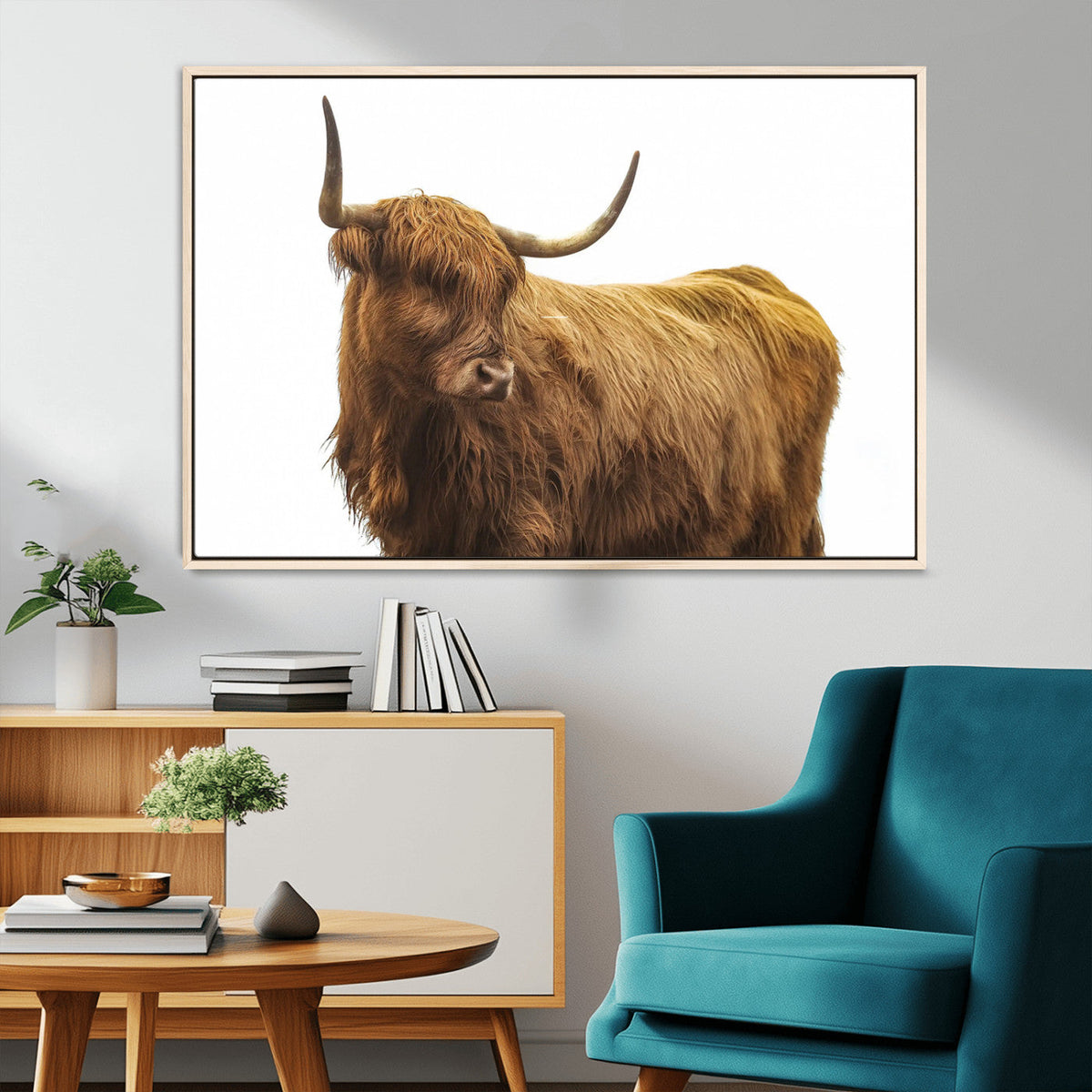 Highland Cow Wall Art Canvas Print – Framed Farmhouse Rustic