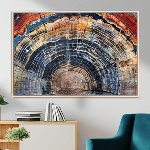 Tree Rings Wall Art Canvas Print – Framed Wood Art Picture