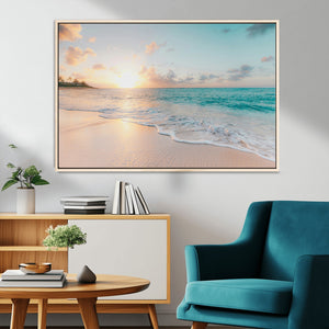 Beach Sunset Wall Art Canvas Print – Framed Ocean Waves