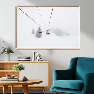 Ski Lift Wall Art Canvas Print – Snowy Alpine Landscape