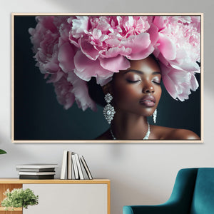 Black Beauty Petal Crown Wall Art Canvas Print – Floral
