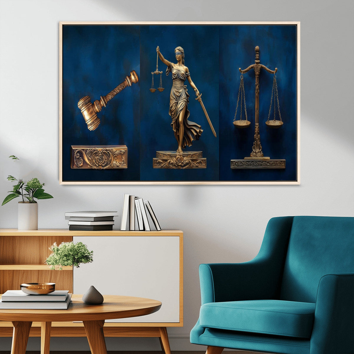 Lady Justice Wall Art Canvas Print – Elegant Gold Legal