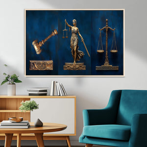 Lady Justice Wall Art Canvas Print – Elegant Gold Legal