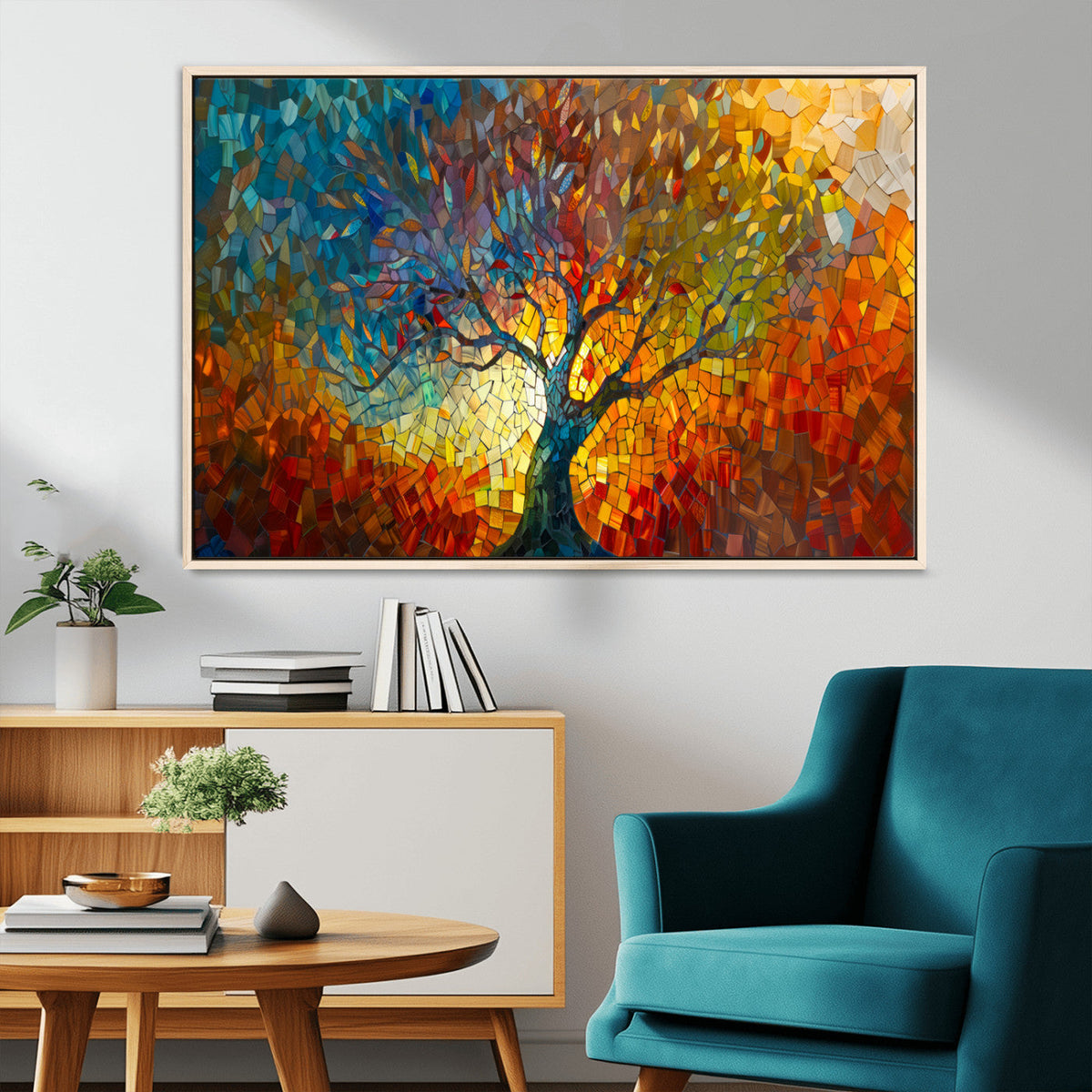 Yggdrasil Tree of Life Mosaic Stained Glass Wall Art, Tree