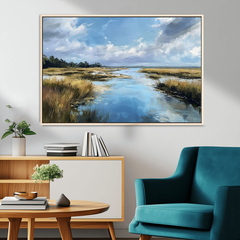 Marshland Wall Art Canvas Print – Serene Water Reflection